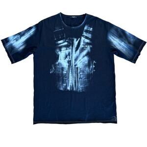 Balmain - Brushed Graffiti Print Tee in Black & White